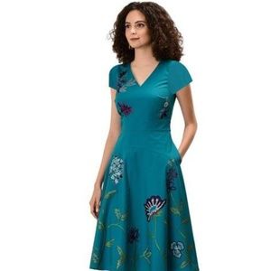 Floral Embelished Poplin Dress by eShakti